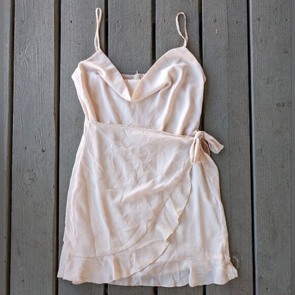 Lucy In the Sky Ivory Positano Mini Dress Size L, Girly Party Cowl Neck, Chiffon - Picture 4 of 9